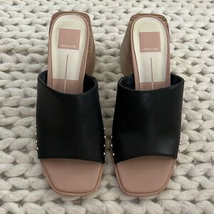 Gently worn Dolce Vita Amino Slide Heel. Black leather with gold studs. Size 8.5